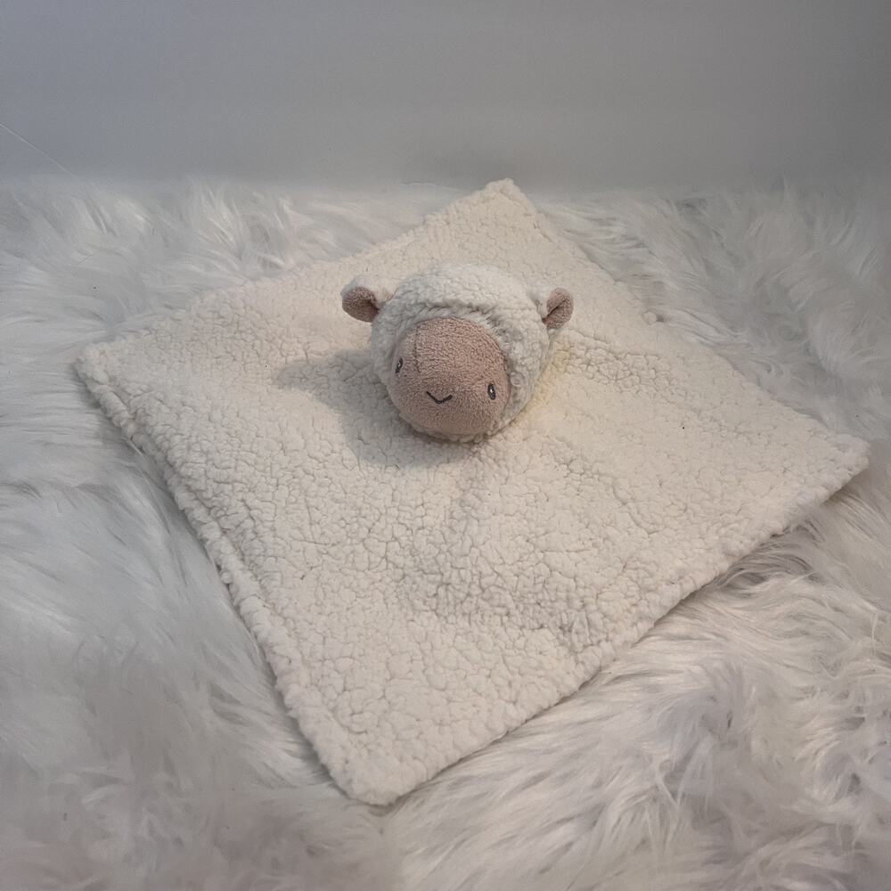Parents Choice Cream Lamb Sherpa Satin Baby Blanket Plush Buddy Security Lovey